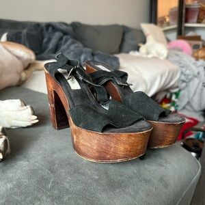 Steve Madden Black and Brown Platform Sandals